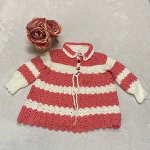 Beautiful Hand Crocheted Little Girls Sweater